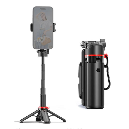 F07 410mm Mini Portable Wireless Remote Control Quadrapod Selfie Stick, No Fill Light, with 1pc D9 Fill Light, with 2pcs D9 Fill Lights