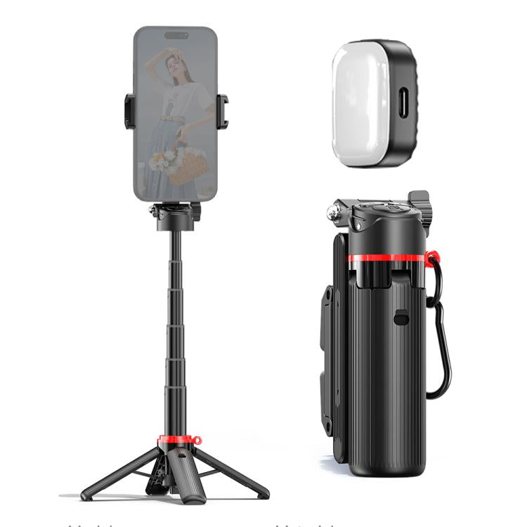 F07 410mm Mini Portable Wireless Remote Control Quadrapod Selfie Stick, No Fill Light, with 1pc D9 Fill Light, with 2pcs D9 Fill Lights