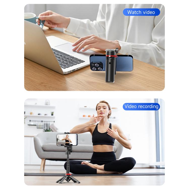 F07 410mm Mini Portable Wireless Remote Control Quadrapod Selfie Stick, No Fill Light, with 1pc D9 Fill Light, with 2pcs D9 Fill Lights