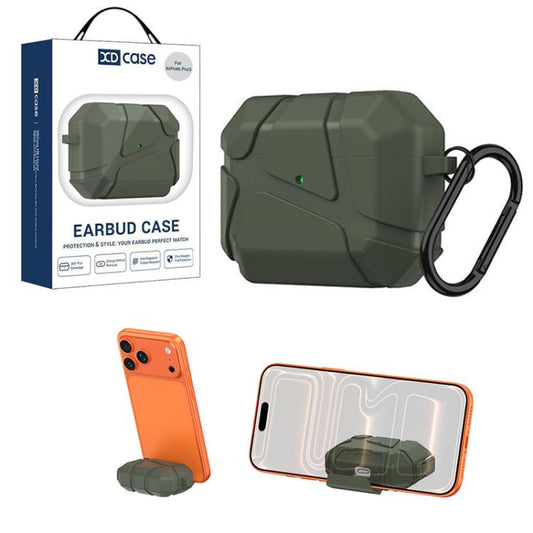 XDcase Football-style Security Lock TPU Earbud Case with Hook & Holder, For AirPods Pro 3, For AirPods 5 / 4, For AirPods Pro 2 / 1