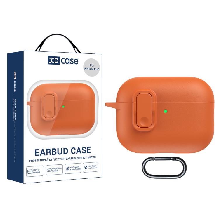 XDcase Faux Leather Texture Security Lock TPU Earbud Case, For AirPods Pro 3, For AirPods 4, For AirPods Pro 2 / 1