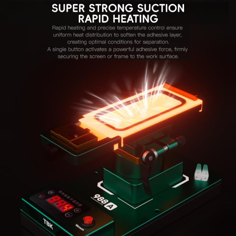 TBK 988A 360 Rotating Screen OCA Adhesive Removal Heating Separator, US Plug, UK Plug, AU Plug, EU Plug