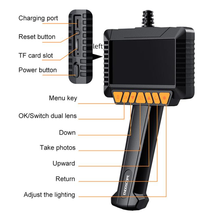 P270 4.3 inch HD Screen Industrial Endoscope, 8mm Single Lens / 2m, 8mm Single Lens / 5m, 8mm Single Lens / 10m