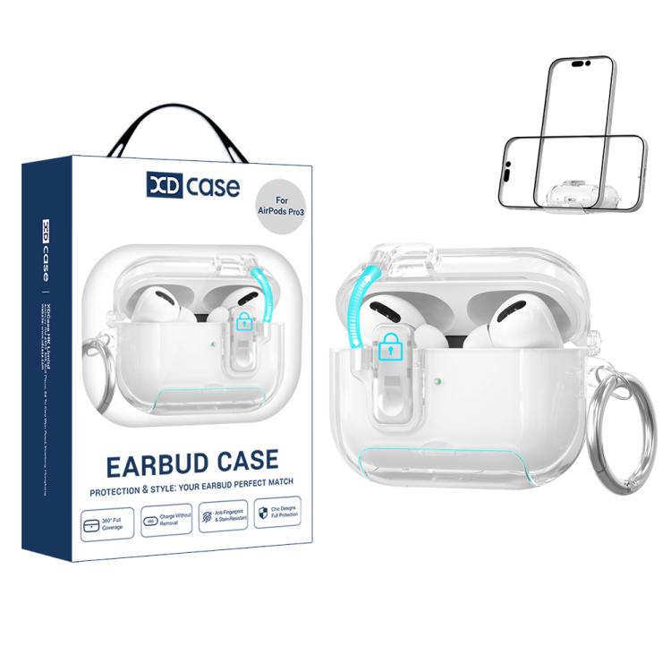 XDcase Clear TPU Auto Pop-Up Earbud Case with Holder, For AirPods Pro 3, For AirPods 4, For AirPods Pro 2