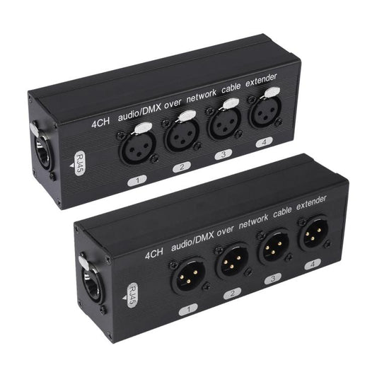 4 Channel XLR Male to Female Expander Splitter Breakout Box RJ45 Ethernet Extension