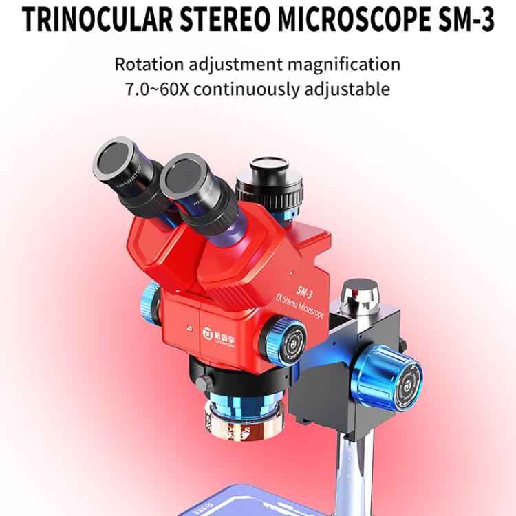 JTX SM-3 7-60X Adjustable Zoom Trinocular Stereo Microscope, JTX SM-3