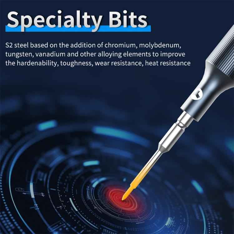 JTX JT-87 Anti-Slip Super Hard S2 Steel Precision 2D Screwdriver, Y 0.6, T2, 1.5, 0.8, 2.5, 5 in 1 Set