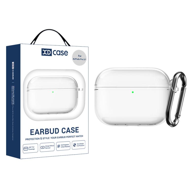 XDcase Transparent TPU Earbud Protective Case with Carabiner, For AirPods Pro 3, For AirPods 4, For AirPods Pro 2 / 1