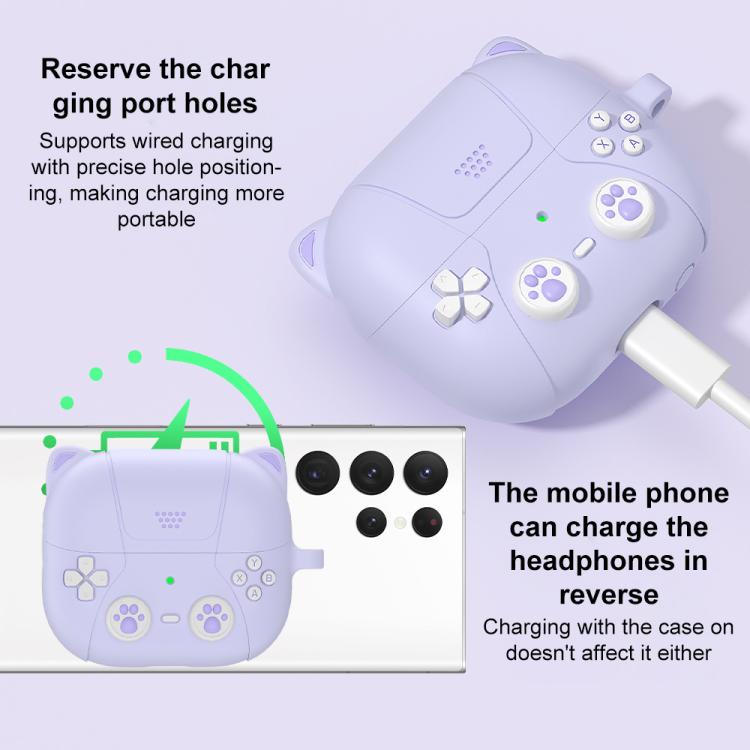 XDcase Retro Cat Cartoon Silicone Earbuds Case, For Samsung Galaxy Buds3 / 3 Pro / 3 FE