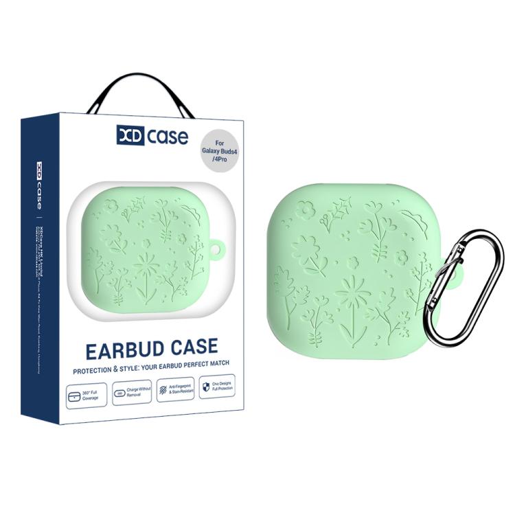 XDcase Floral Embossing Silicone Earbuds Case with Hook, For Samsung Galaxy Buds4 / 4 Pro