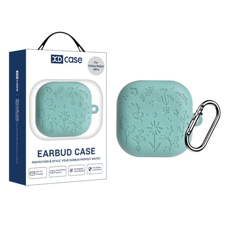 XDcase Floral Embossing Silicone Earbuds Case with Hook, For Samsung Galaxy Buds4 / 4 Pro