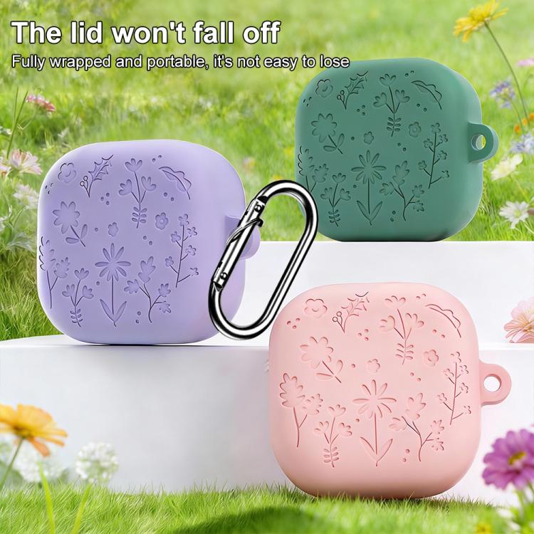 XDcase Floral Embossing Silicone Earbuds Case with Hook, For Samsung Galaxy Buds4 / 4 Pro