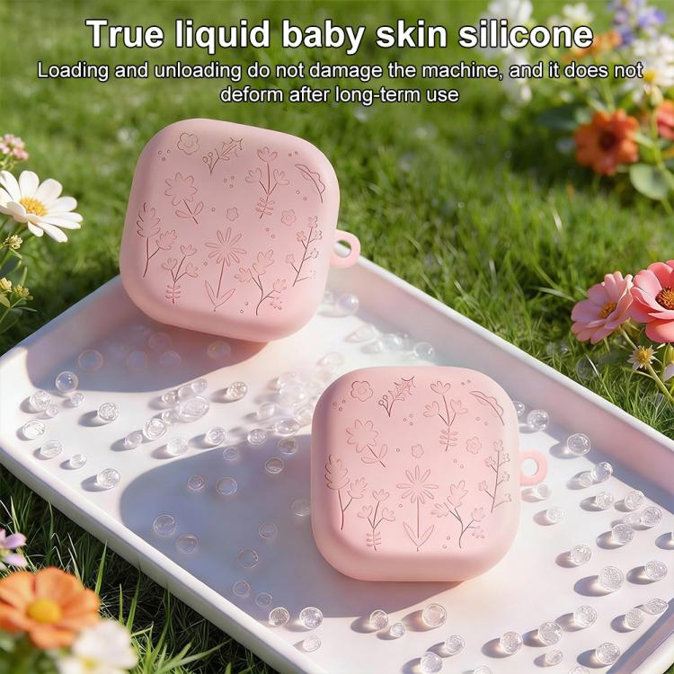 XDcase Floral Embossing Silicone Earbuds Case with Hook, For Samsung Galaxy Buds4 / 4 Pro