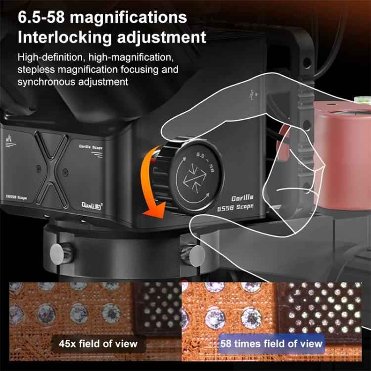 QianLi 6558 6.5X-58X Gorilla Trinocular Microscope with Light Source + CX60S Camera, with Light Source + CX60S Camera,US Plug, with Light Source + CX60S Camera,EU Plug