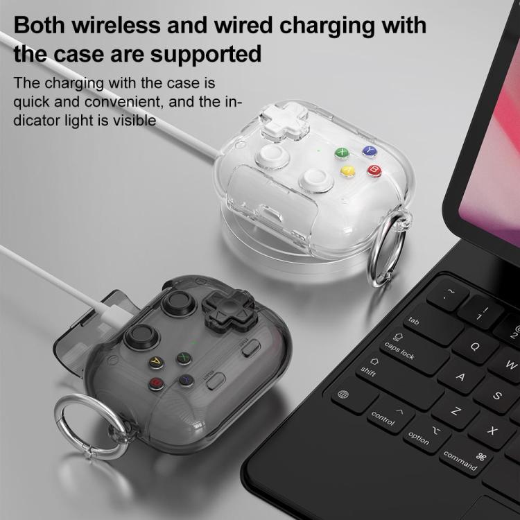 XDcase Transparent Retro Game Console Design Earbuds Case with Holder & Stress Relief Button, For AirPods Pro 3, For AirPods 4, For AirPods Pro 2 / 1