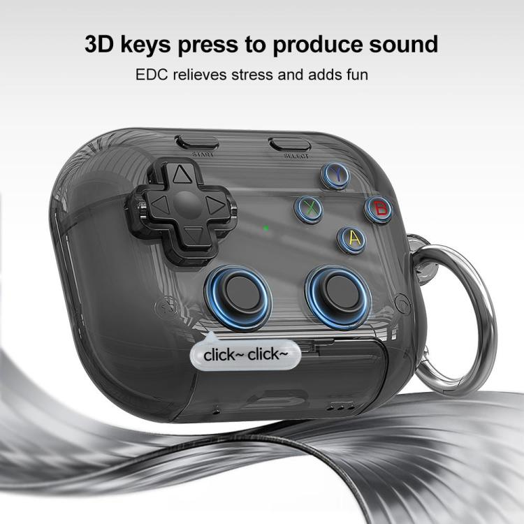 XDcase Transparent Retro Game Console Design Earbuds Case with Holder & Stress Relief Button, For AirPods Pro 3, For AirPods 4, For AirPods Pro 2 / 1
