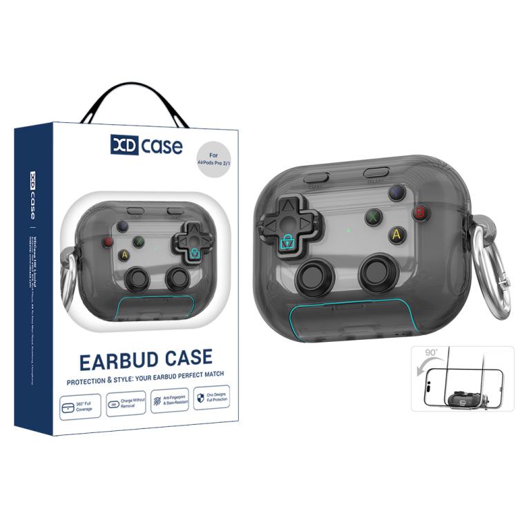 XDcase Transparent Retro Game Console Design Earbuds Case with Holder & Stress Relief Button, For AirPods Pro 3, For AirPods 4, For AirPods Pro 2 / 1