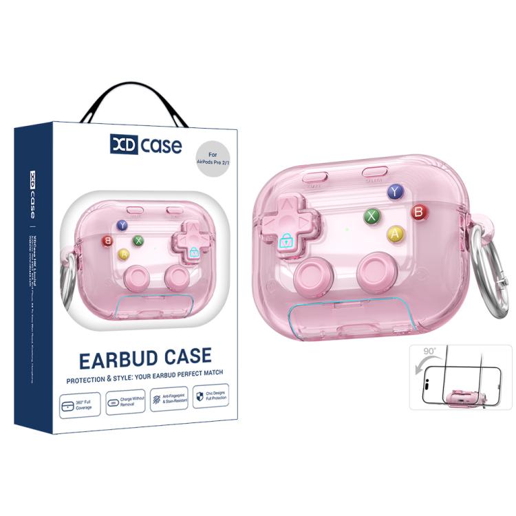 XDcase Transparent Retro Game Console Design Earbuds Case with Holder & Stress Relief Button, For AirPods Pro 3, For AirPods 4, For AirPods Pro 2 / 1