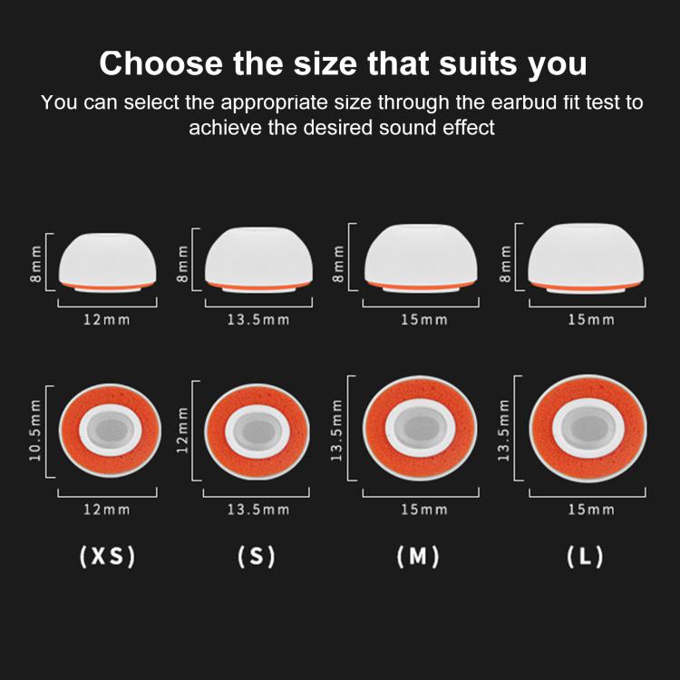 XDcase 4 Pairs Replacement Silicone Sponge Ear Tips, XS/S/M/L Size, 4 Pairs XS/S/M/L Size(White Orange)