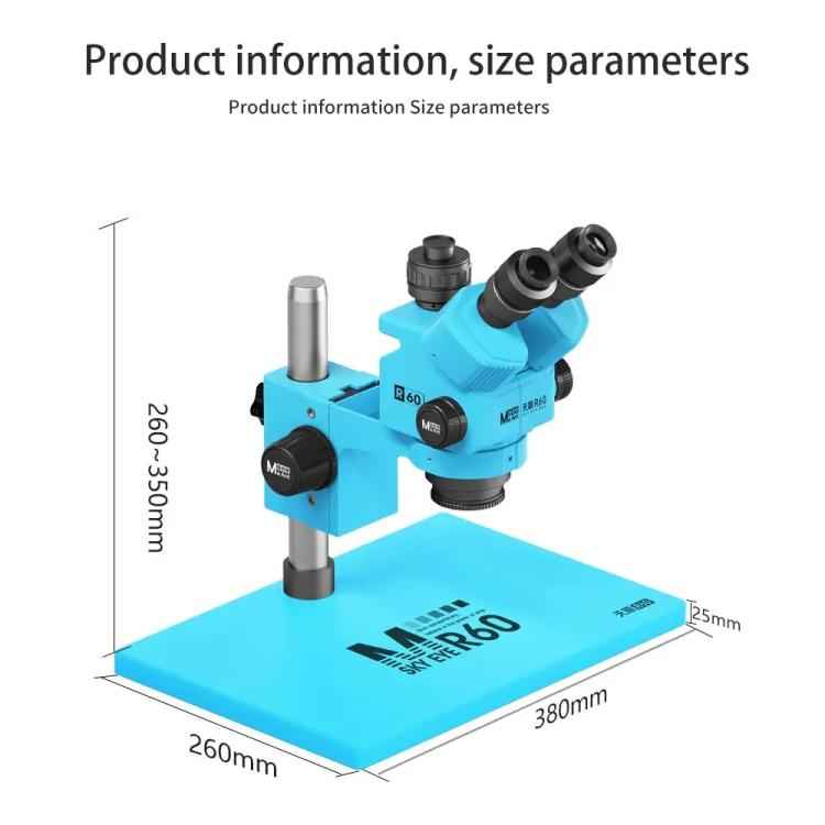 MaAnt Sky Eye R60 7-60X Colorful Trinocular Microscope with Large Base
