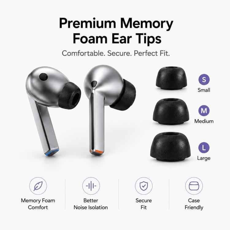 XDcase 3 Pairs Replacement Memory Foam Ear Tips, S/M/L Size, 3 Pairs S/M/L Size