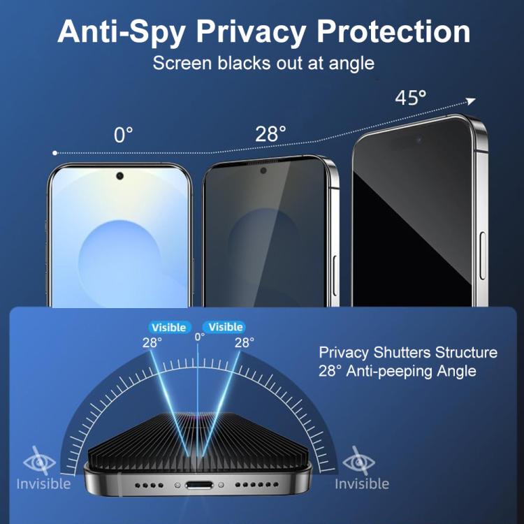 XDcase 2pcs / Pack Silk Screen Printed Anti-Peep Tempered Glass Screen Protector, Support Fingerprint Unlock, For Samsung Galaxy S26+ 5G, For Samsung Galaxy S26 Ultra 5G, For Samsung Galaxy S26 5G, For Samsung Galaxy S25 5G, For Samsung Galaxy S25+ 5G ...
