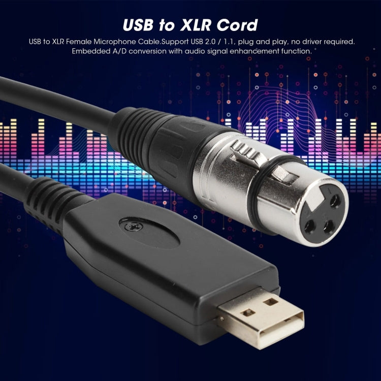 US18 USB to XLR Female Microphone Recording Cable, 2m, 3m