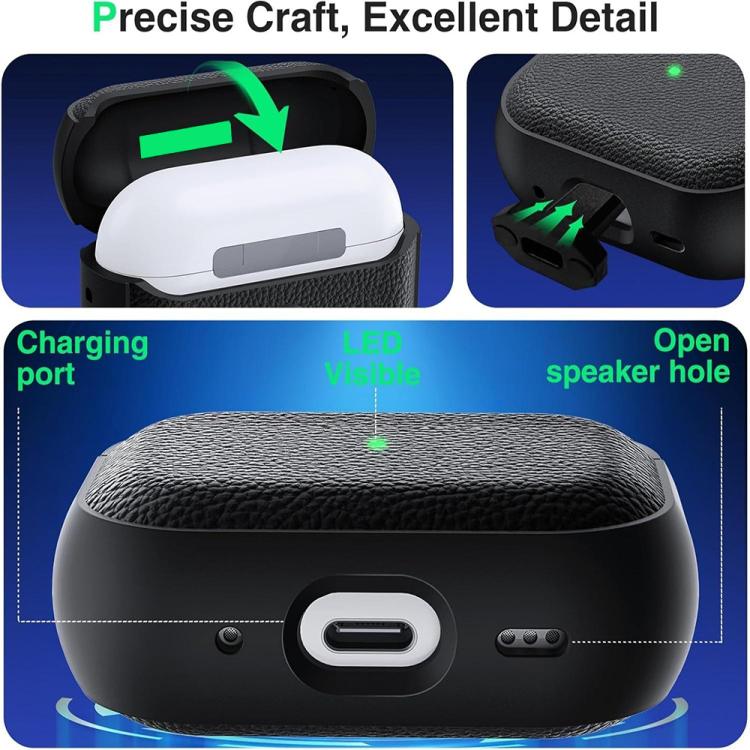 XDcase Lychee Texture TPU Earbuds Case with Buckle, For AirPods Pro 3, For AirPods 4, For AirPods Pro 2 / 1