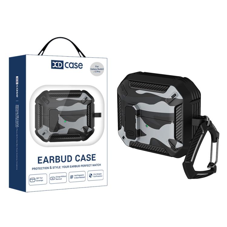 XDcase Camouflage Security Lock Earbuds Case with Carabiner, For Samsung Galaxy Buds3 / 3 Pro / 3 FE