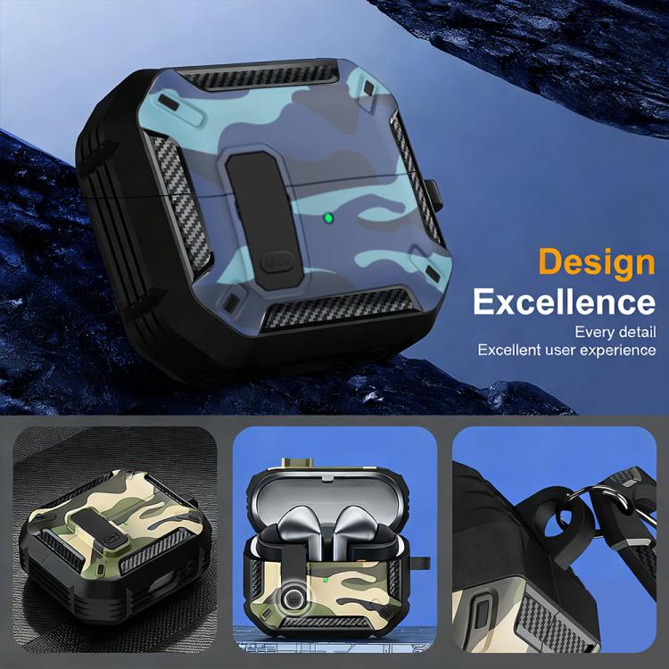 XDcase Camouflage Security Lock Earbuds Case with Carabiner, For Samsung Galaxy Buds3 / 3 Pro / 3 FE