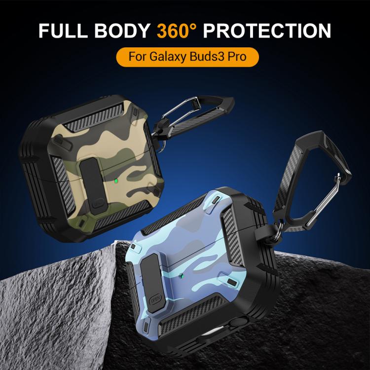 XDcase Camouflage Security Lock Earbuds Case with Carabiner, For Samsung Galaxy Buds3 / 3 Pro / 3 FE