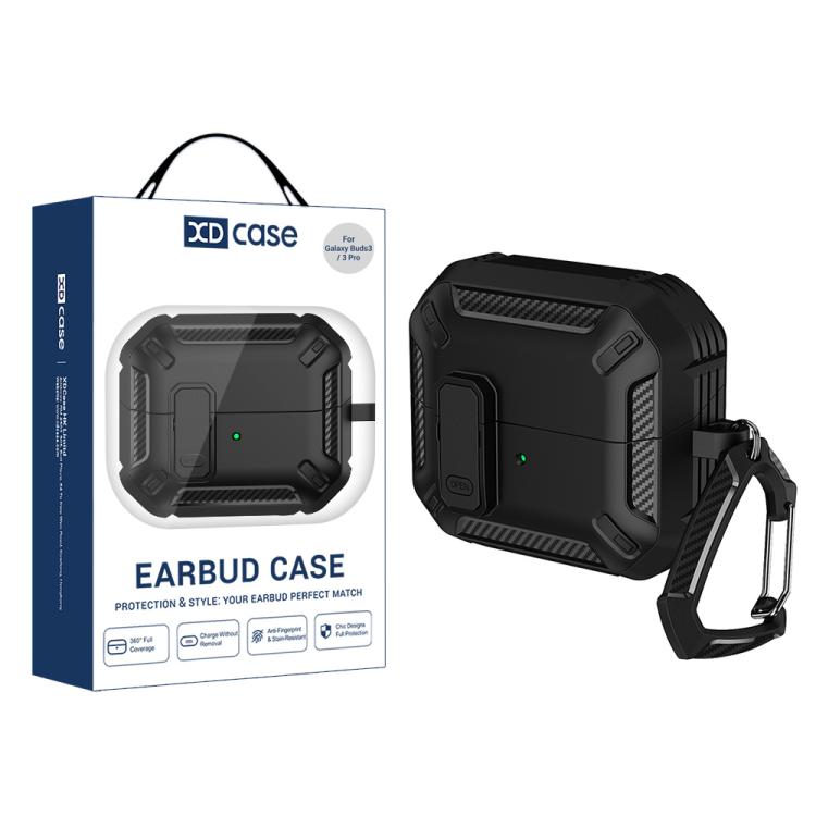 XDcase Solid Color Security Lock Earbuds Case with Carabiner, For Samsung Galaxy Buds3 / 3 Pro / 3 FE