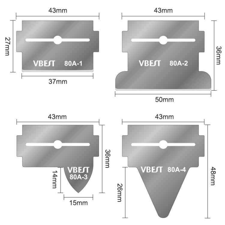 BEST VBST-80A Stainless Steel Multipurpose Magnetic Double-sided Glue Removal Scraper Set, BEST VBST-80A