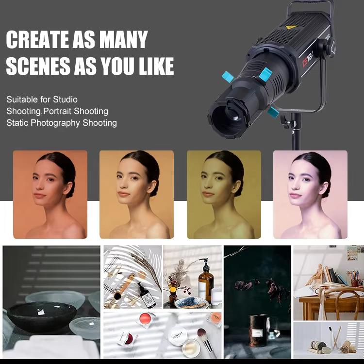 YG-90 360 Degree Rotating Bowens Mount Conical Snoot, 19 Degree Lens, 19 Degree Lens + Optical Snoot, 36 Degree Lens, 36 Degree Lens + Optical Snoot
