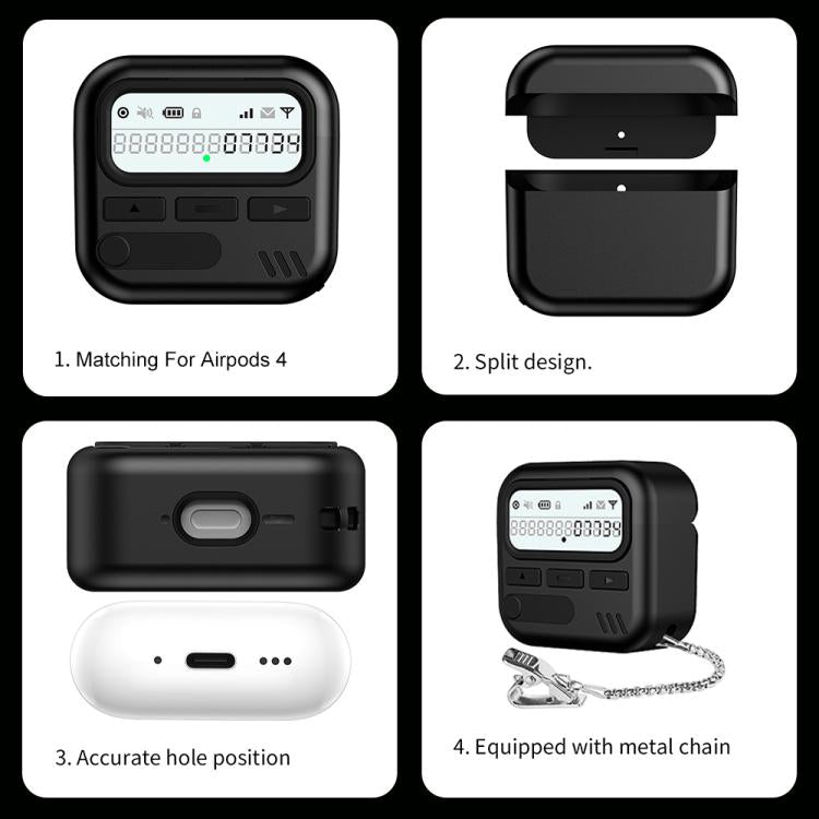 XDcase Retro Pager Design PC Hybrid TPU Earbuds Case, For AirPods 4, For AirPods Pro 2 / 1