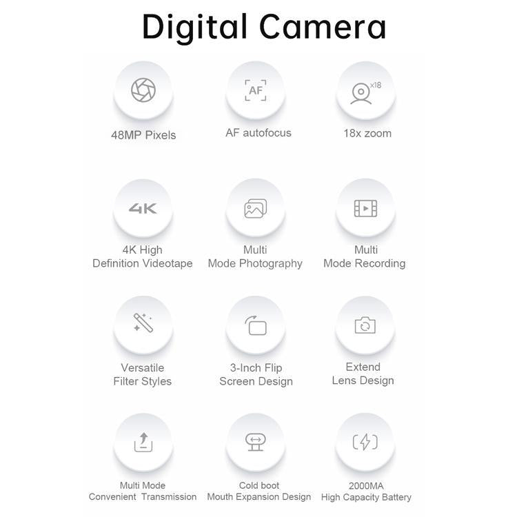 DX9 48MP 4K 3 inch HD LCD Flip Screen Retro Style CCD Mirrorless Digital Camera