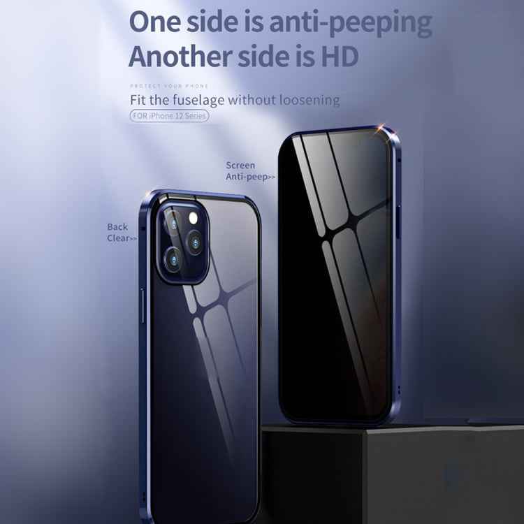 Double Sides Tempered Glass Magnetic Adsorption Metal Frame Anti-peep Screen Case, For iPhone 12 Pro Max, For iPhone 12 / 12 Pro, For iPhone 12 mini