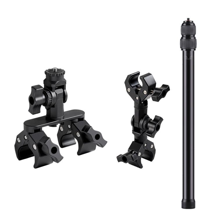 Universal Action Camera Bicycle Handlebar Clamp Holder Extension Rod, With Rod & Dual-Leg Crab & Dual-Head Crab Clamp, With 2 x  Dual-Head-Crab Clamp, With Rod & Dual-Head-Crab & Single-Crab Clamp