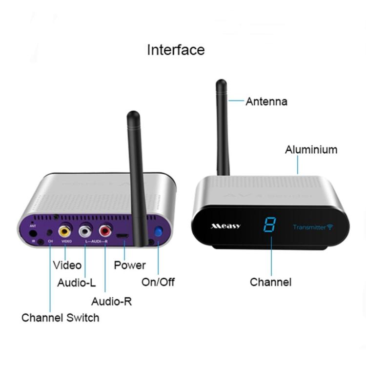 Measy AV530-2 5.8GHz Wireless Audio / Video Transmitter + 2 Receiver, Transmission Distance: 300m, Black US Plug