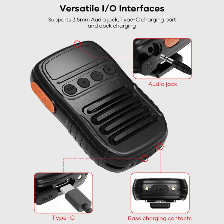 UNIWA BM008 BT5.2 Wireless Handheld Intercom PTT Microphone Walkie Talkie
