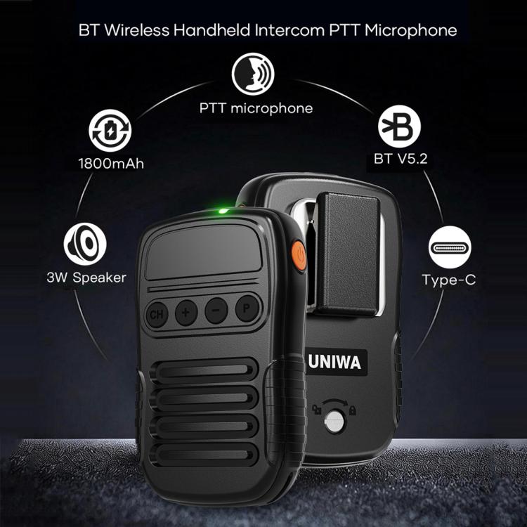 UNIWA BM008 BT5.2 Wireless Handheld Intercom PTT Microphone Walkie Talkie