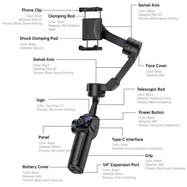 Yesido SF32 Pro Telescopic 3-Axis Gimbal Selfie Stick with AI Module, SF32 Pro