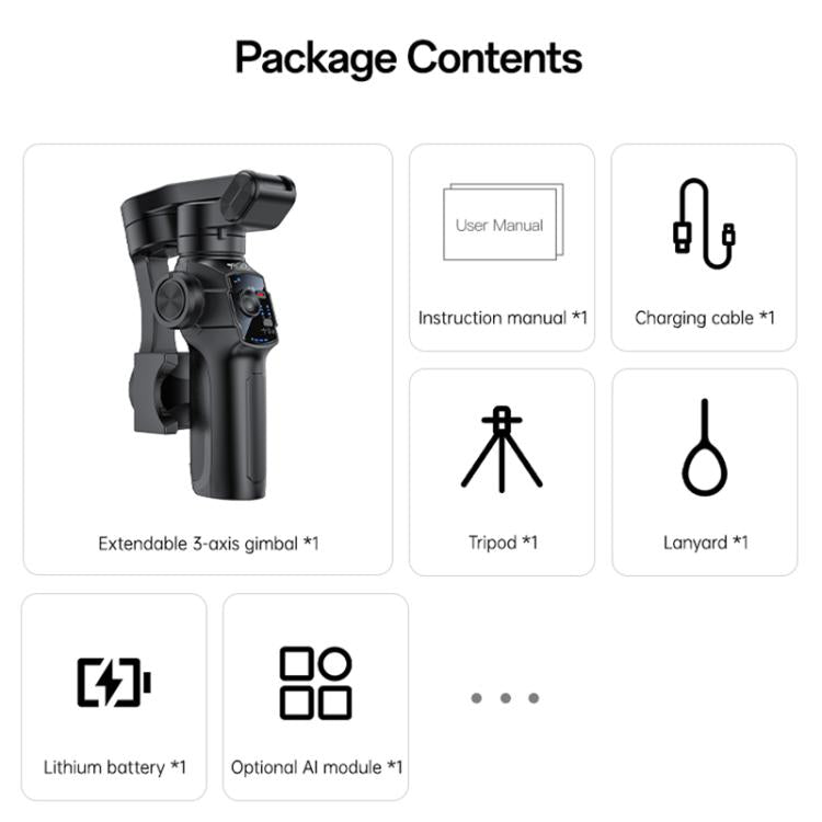 Yesido SF32 Pro Telescopic 3-Axis Gimbal Selfie Stick with AI Module, SF32 Pro