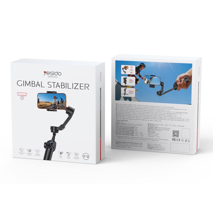 Yesido SF32 Pro Telescopic 3-Axis Gimbal Selfie Stick with AI Module, SF32 Pro