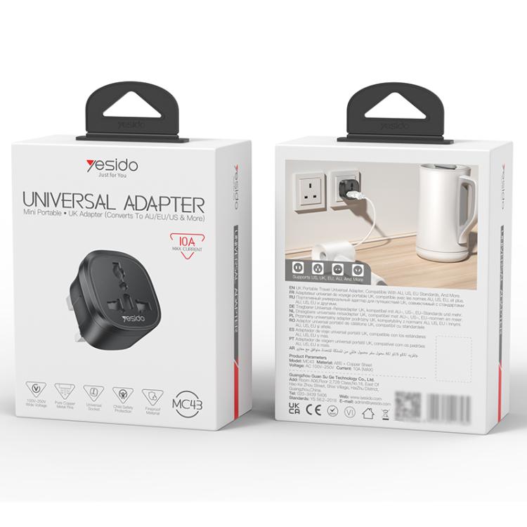 Yesido MC43 UK Plug Converter Travel Universal Adapter, MC43