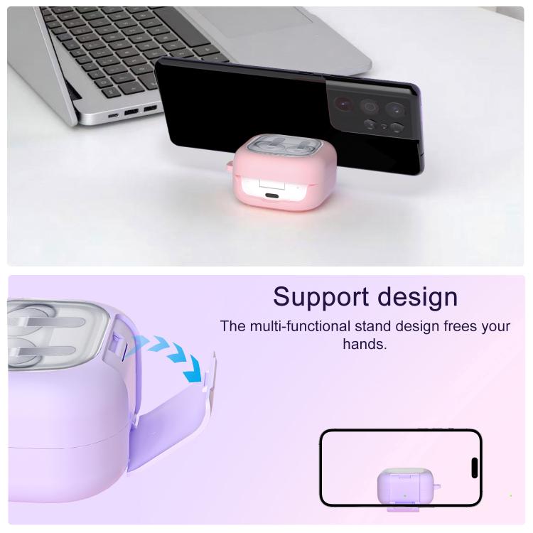 XDcase Clear Window PC Earphone Case with Holder & Keyring, For Samsung Galaxy Buds4 / 4 Pro