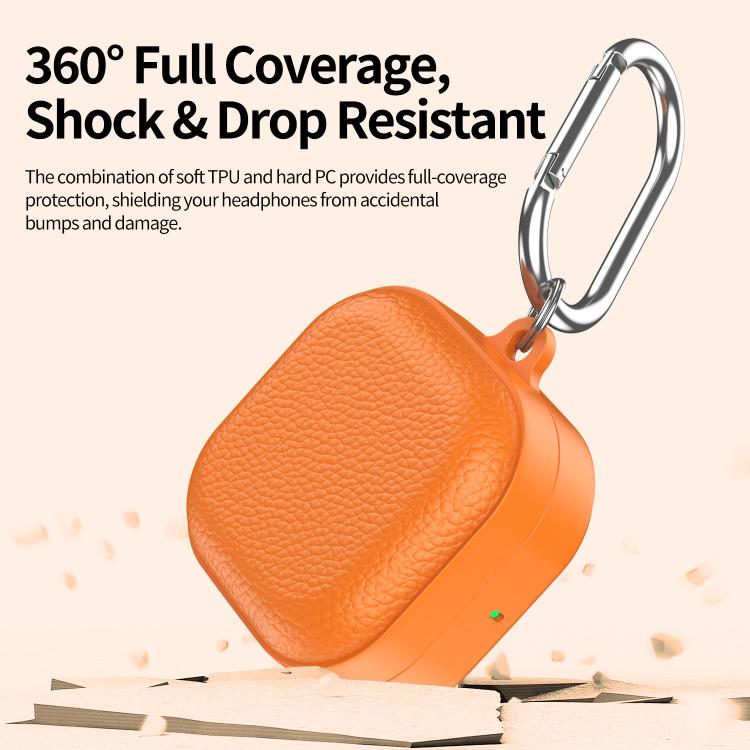 XDcase Lychee Texture TPU Hybrid PC Earphone Case with Hook, For Samsung Galaxy Buds4 / 4 Pro