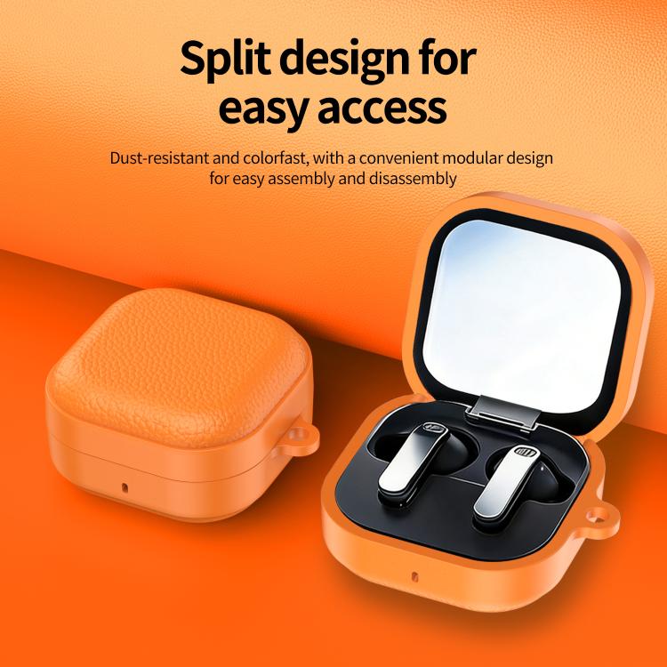 XDcase Lychee Texture TPU Hybrid PC Earphone Case with Hook, For Samsung Galaxy Buds4 / 4 Pro
