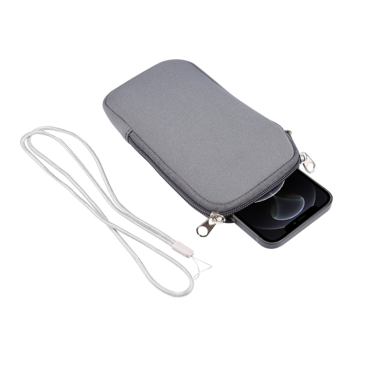 Universal Elasticity Zipper Protective Case Storage Bag with Lanyard For iPhone 12 mini / 4.7-5.4 inch Smart Phones, For iPhone 12 mini