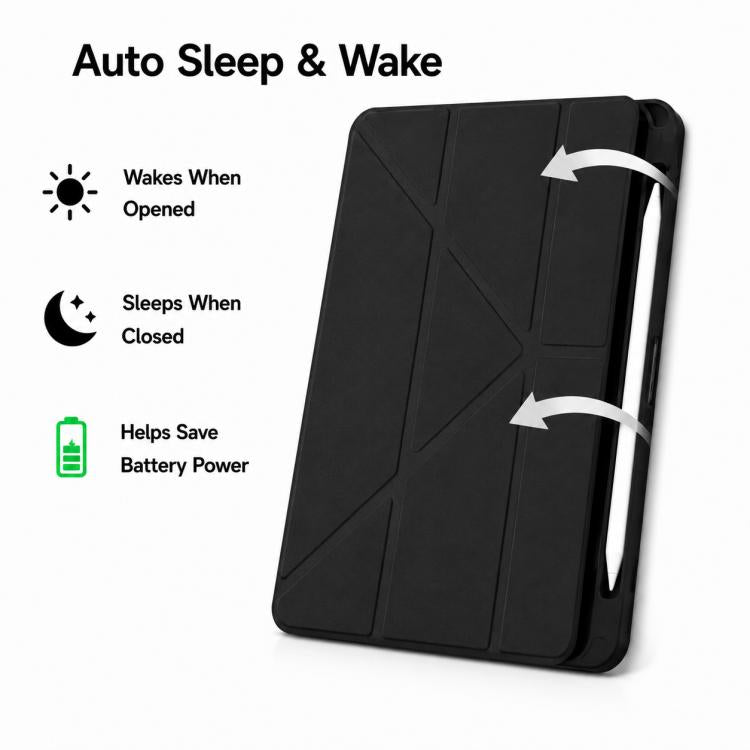XDcase Rice Grain Texture Y-fold Holder Smart Tablet Leather Case with Pen Slot, For iPad Pro 12.9 inch 2022 / 2021 / 2020
